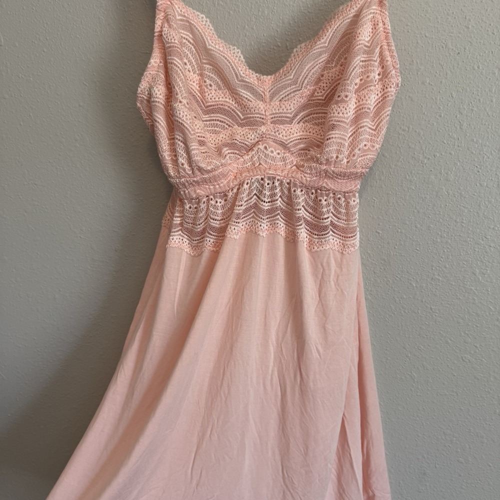 Cosabella‎ Ceylon Modal Curvy Babydoll Pink Chevron Lace Chemise Lingerie S 1417